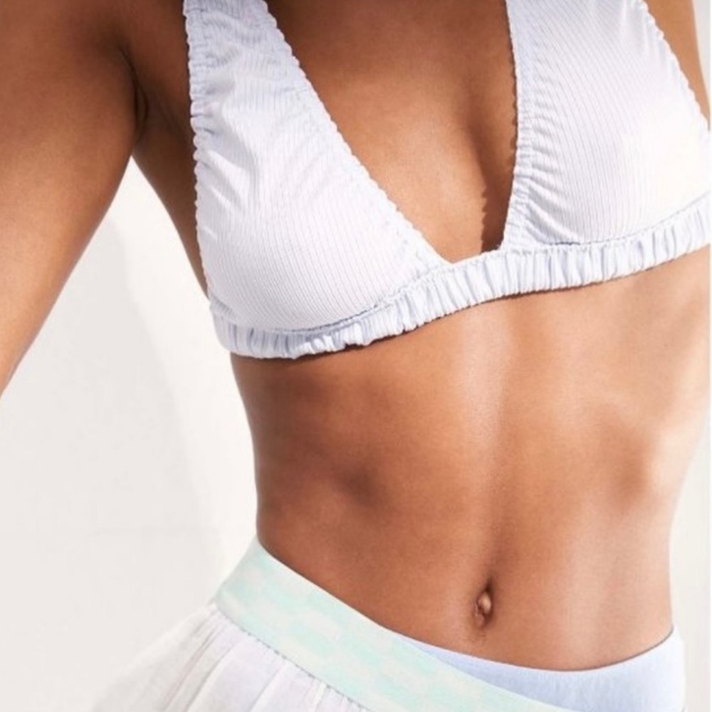 Free People Wait & See Ribbed UNLINED Bralette in Palest Sapphire Size Large NWT